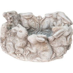 Clayre & Eef Bloempot Konijn Ø 27x12 cm Beige Steen Plantenhouder