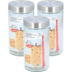 Glazen luxe voorraadpot/voorraadbus 1500 ml - 3x - 1,5 liter - 22 cm - Voorraadpot