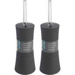 2x stuks toiletborstels antraciet grijs met houder kunststof 38 cm - Toiletborstels