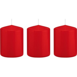 3x Kaarsen rood 6 x 8 cm 29 branduren sfeerkaarsen - Stompkaarsen