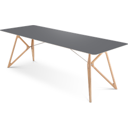 Tink table houten eettafel whitewash - met linoleum tafelblad nero - 240 x 90 cm