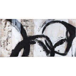 PTMD Jor Black Canvas Circle Painted Wallpanel Rectangl