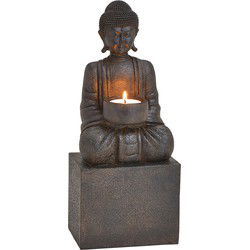 Kaarsenhouder Buddha van poly zwart (B/H/D) 12x30x9cm