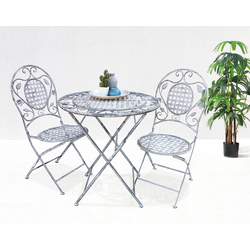 DKS bistro set Vulsini tafel 2 stoelen ijzer wit - dia 70 cm