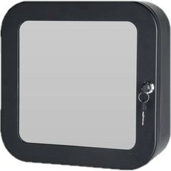 Medicijnkastje zwart met spiegel en slot 32 x 32 cm - Medicijnkastjes