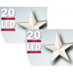 Set van 2x stuks witte decoratie kerstster met verlichting 60 cm - Kerststerren