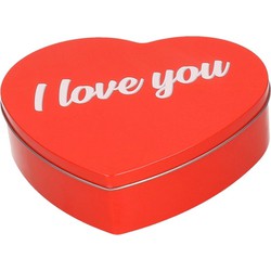 Rood I Love You hart snoeptrommel 18 cm - Voorraadblikken