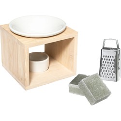 Amberblokjes/geurblokjes cadeauset - eucalyptus - inclusief geurbrander en mini rasp - Geurbranders