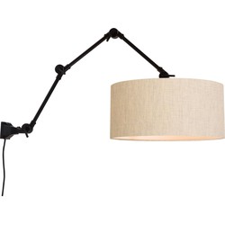 Hang-/Wandlamp Amsterdam - Zwart/Naturel - 100x47x85cm