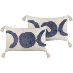 LUPINUS  - Sierkussen set van 2 - Lichtbeige - 55 x 35 cm - Katoen