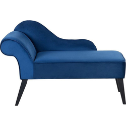 Beliani BIARRITZ - Chaise longue-Blauw-Fluweel