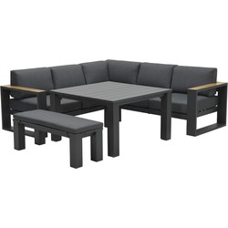 Garden Impressions Plaza lounge dining set 5-delig donker grijs - teaklook