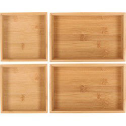 Lade bakjes/organize set - Tidy Smart - 4-delig - bamboe - opbergsysteem - Bestekbakken