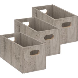 Set van 3x stuks opbergmand/kastmand 7 liter grijs/greywash van hout 31 x 15 x 15 cm - Opbergmanden