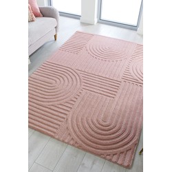 Zen vloerkleed - Japandi - Laagpolig - 100% Wol Modern - Roze
