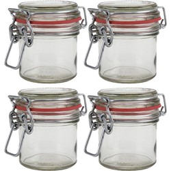 4x Glazen confituren mini pot/weckpot 100 ml met beugelsluiting en rubberen ring - Weckpotten