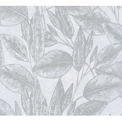 A.S. Création behang bloemmotief zilver en wit - 53 cm x 10,05 m - AS-378362