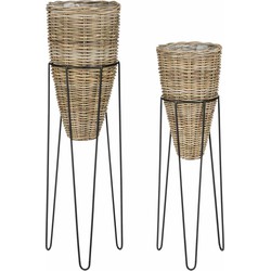 Mica Decorations Mand Marcia - 38x38x120 cm - Rotan - Grijs - Set van 2