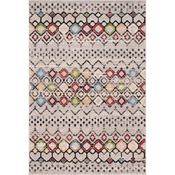 Safavieh Boho Chic Indoor Woven Area Rug, Amsterdam Collection, AMS108, in Light Grey & Multi, 155 X 229 cm