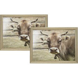 2x Laptrays/schoottafels Zwitserse koe print 43 x 33 cm - Sierkussens