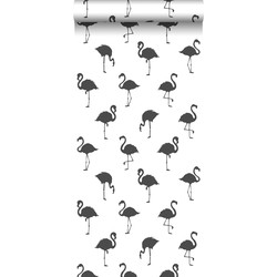 ESTAhome behang flamingo's zwart en wit