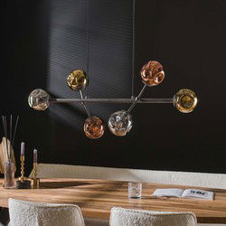 Hanglamp Zwart - 6-Lichts - 150x110x40cm - Molecule Mix Glas