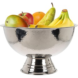 Luxe fruitschaal/fruitmand op voet - RVS - zilverkleurig - 40 x 24 cm - Fruitschalen