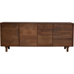 Dressoir Naturel Mangohout - 3 Deuren - 200x40x80cm - Carlien