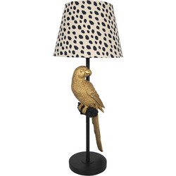 Clayre & Eef Tafellamp  Ø 25x73 cm  Zwart Beige Metaal Papegaai Bureaulamp