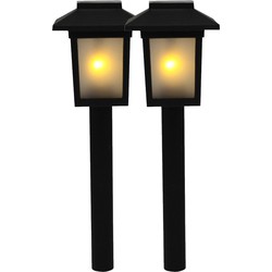 2x Tuinfakkel / tuinverlichting prikker op zonne-energie / tuinverlichting met vlameffect 48,5 cm - Prikspotjes