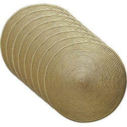 Gerimport Placemat - 8x - metallic goud - dia 38 cm - rond- onderlegger - Placemats