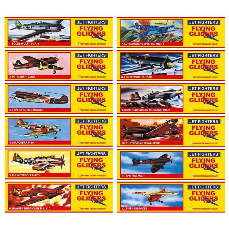 Decopatent® 48 Stuks - Uitdeelcadeautjes - Fighter Gliders vliegtuig - Zweefvliegtuigen - Model: Foam Vliegtuigen in Display - 