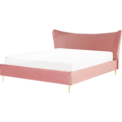 Beliani CHALEIX - Tweepersoonsbed-Roze-Fluweel