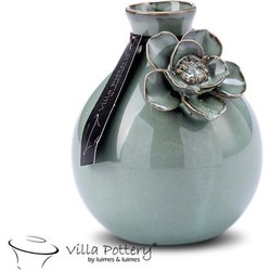 Villa Pottery  Groene bloemenvaas Jolie D9 x H11  - Vaas Jolie 9x11 oud groen