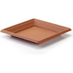 Plasticforte Opvangschaal - terra bruin - vierkant - voor pot van 25cm - Plantenpotten