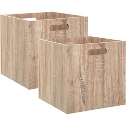 Set van 4x stuks opbergmand/kastmand 29 liter bruin/naturel van hout 31 x 31 x 31 cm - Opbergmanden