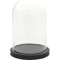 Clayre & Eef Stolp  Ø 17x25 cm Zwart Glas Hout Rond Glazen Stolp