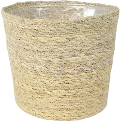 Steege Plantenpot - beige - gevlochten zeegras - 26 x 23 cm - Plantenpotten