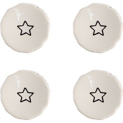 Clayre & Eef Deurknop Set van 4  Ø 4 cm Beige Keramiek Ster Meubelknop