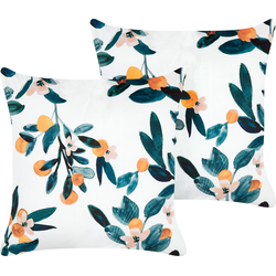 KNAUTIA  - Sierkussen set van 2 - Blauwgroen - 45 x 45 cm - Fluweel