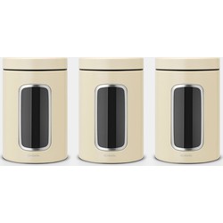 Window Canister Set of 3 Pieces, 1.4 litre - Almond