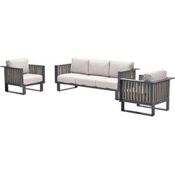 Bologna loungeset - 3-delig - carbon black -  taupe - desert sand