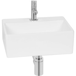 Saqu Basin fonteinset met chromen kraan 33,5x29x11cm Wit