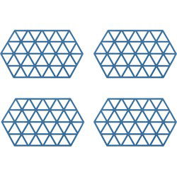 Krumble Siliconen pannenonderzetter Hexagon lang - Blauw - Set van 4