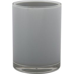 MSV Badkamer drinkbeker Aveiro - PS kunststof - lichtgrijs - 7 x 9 cm - Tandenborstelhouders