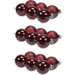 18x stuks glazen kerstballen donkerrood 8 cm mat/glans - Kerstbal