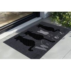 Wasbare Deurmat Binnen – Welcome – Anti-slip & Absorberend, Voor Hal of Entree - Grijs- 45x75 CM