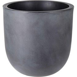 Mega Collections Plantenpot/bloempot - kunststof - antraciet/grijs - dubbelwandig - D36 x H34 cm - Plantenpotten