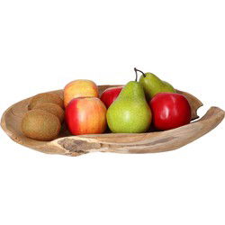 Tafel decoratie schaal teak hout rond 37 cm - Decoratieve Schaal (binnen)