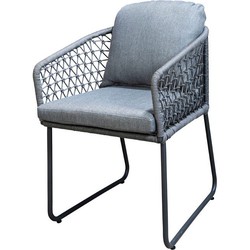 Bara dining chair aluminium dark grey/rope dark grey/mixed grey AW